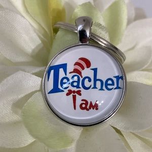 Teacher I Am Dr. Seuss Keyring Red Blue